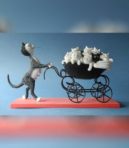 DUB25 La Carrozzina Statuetta Dubout Gatti Parastone