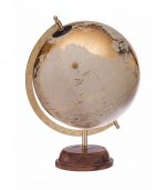 Mappamondo Beige Oro Base Legno 65857