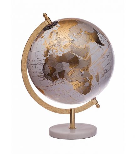 Mappamondo Bianco Oro Base Marmo 65858