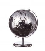 Mappamondo Nero Argento Base Metallo 64658