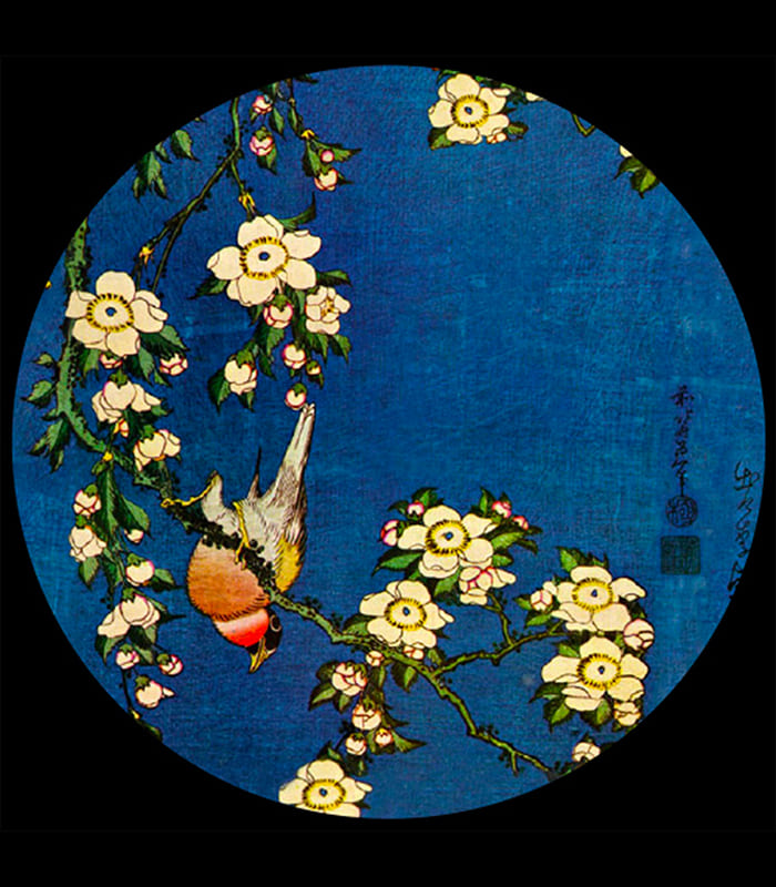 PHOK2 Cardellino e ciliegio piangente - Hokusai Fermacarte Arte Museo Parastone